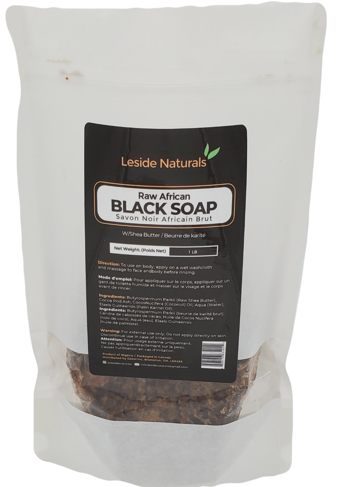 Raw African Black Soap Bar 1LB
